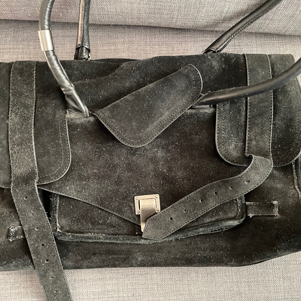 Proenza Schouler PS1 Keep All in black suede